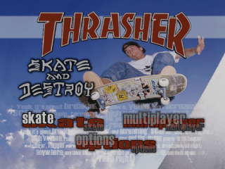 Thrasher Skate and Destroy title screen for Playstation